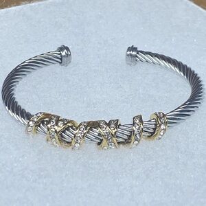 Sophisticated Silver and Gold Cable Cuff Bracelet